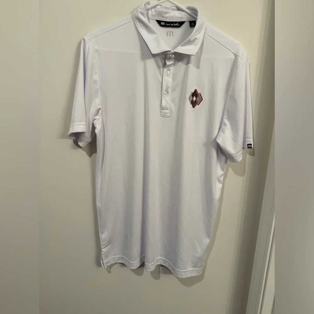 Travis Mathew Polo Shirt Mens Size Medium White Solid Golf Short Sleeve